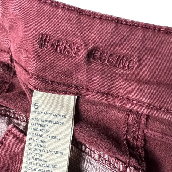 American Eagle Hi-Rise Jegging Women's Size 6 Maroon Moto Ankle Zip Red Stretch - Picture 4 of 16